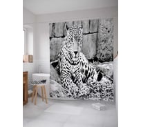 Штора (занавеска) для ванной JoyArty "Удивленный леопард" из сатена, 180х200 см с крючками, sc_18096