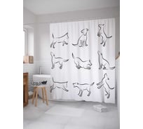 Штора (занавеска) для ванной JoyArty "Собачья дрессировка" из сатена, 180х200 см с крючками, sc_14792