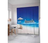 Штора (занавеска) для ванной JoyArty "Путешествие на лайнере" из сатена, 180х200 см с крючками, sc_15324