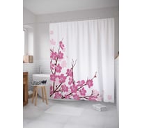 Штора (занавеска) для ванной JoyArty "Тайны и цветы" из сатена, 180х200 см с крючками, sc_14928