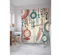 Штора (занавеска) для ванной JoyArty "Механические часы" из сатена, 180х200 см с крючками, sc_15869