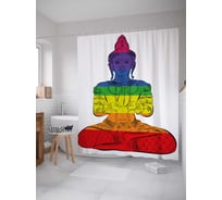 Штора (занавеска) для ванной JoyArty "Медитация в радуге" из сатена, 180х200 см с крючками, sc_18751