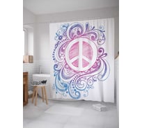 Штора (занавеска) для ванной JoyArty "Знак хиппи с узорами" из сатена, 180х200 см с крючками, sc_14924