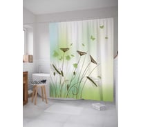 Штора (занавеска) для ванной JoyArty "Тоскующие цветы" из сатена, 180х200 см с крючками, sc_15833