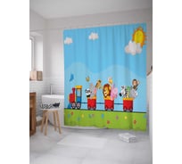 Штора (занавеска) для ванной JoyArty "Дикий паровоз" из сатена, 180х200 см с крючками, sc_13691