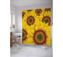 Штора (занавеска) для ванной JoyArty "Зрелые подсолнухи" из сатена, 180х200 см с крючками, sc_13419
