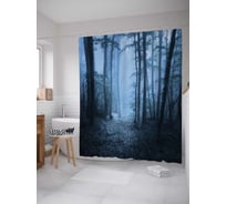 Штора (занавеска) для ванной JoyArty "Сумрачный лес" из сатена, 180х200 см с крючками, sc_14912