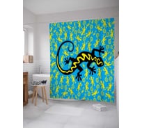 Штора (занавеска) для ванной JoyArty "Быстрые ящерицы" из сатена, 180х200 см с крючками, sc_13369