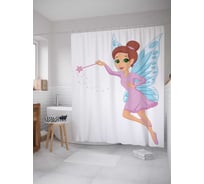 Штора (занавеска) для ванной JoyArty "Симпатичная фея" из сатена, 180х200 см с крючками, sc_15598