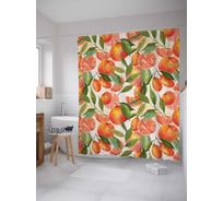 Штора (занавеска) для ванной JoyArty "Сочные мандарины" из сатена, 180х200 см sc_378376