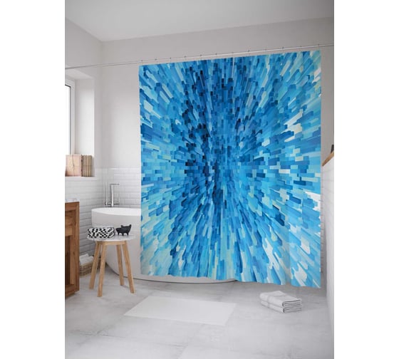 Штора (занавеска) для ванной JoyArty "Мгновенная деформация" из сатена, 180х200 см с крючками, sc_14392 1