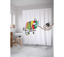 Штора (занавеска) для ванной JoyArty "Голодный хамелеон" из сатена, 180х200 см с крючками, sc_13384
