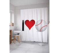 Штора (занавеска) для ванной JoyArty "Бейсбольный любитель" из сатена, 180х200 см с крючками, sc_11448