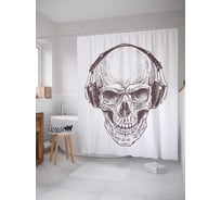 Штора (занавеска) для ванной JoyArty "Смерть от музыки" из сатена, 180х200 см с крючками, sc_14502