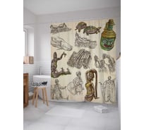 Штора (занавеска) для ванной JoyArty "Загадочная культура" из сатена, 180х200 см с крючками, sc_17080