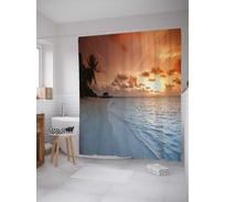 Штора (занавеска) для ванной JoyArty "Прогулка по берегу" из сатена, 180х200 см с крючками, sc_13808