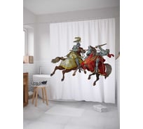 Штора (занавеска) для ванной JoyArty "Рыцарский турир" из сатена, 180х200 см с крючками, sc_15379