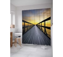 Штора (занавеска) для ванной JoyArty "Бескрайний мост" из сатена, 180х200 см с крючками, sc_13837