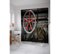 Штора (занавеска) для ванной JoyArty "Главный вентиль" из сатена, 180х200 см с крючками, sc_10938