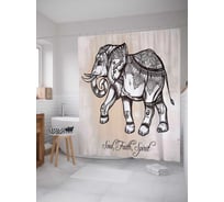 Штора (занавеска) для ванной JoyArty "Индийский слон" из сатена, 180х200 см с крючками, sc_13718