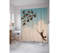 Штора (занавеска) для ванной JoyArty "Полет на птицах" из сатена, 180х200 см с крючками, sc_14273