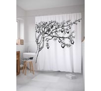 Штора (занавеска) для ванной JoyArty "Гранатовое дерево" из сатена, 180х200 см с крючками, sc_17081