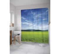 Штора (занавеска) для ванной JoyArty "Солнечное поле" из сатена, 180х200 см с крючками, sc_10868