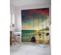 Штора (занавеска) для ванной JoyArty "Солнце ложится спать" из сатена, 180х200 см с крючками, sc_15335