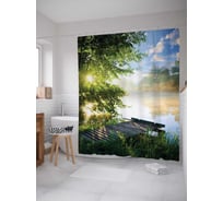 Штора (занавеска) для ванной JoyArty "Природная река" из сатена, 180х200 см с крючками, sc_13831
