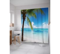 Штора (занавеска) для ванной JoyArty "Свежесть моря" из сатена, 180х200 см с крючками, sc_13792