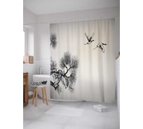 Штора (занавеска) для ванной JoyArty "Сезонный перелет" из сатена, 180х200 см с крючками, sc_14268