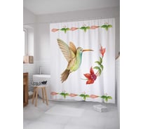 Штора (занавеска) для ванной JoyArty "Волшебная колибри" из сатена, 180х200 см с крючками, sc_17102