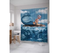 Штора (занавеска) для ванной JoyArty "Позирующая русалка" из сатена, 180х200 см с крючками, sc_13873