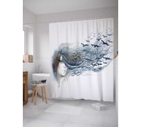 Штора (занавеска) для ванной JoyArty "Женственная иллюзия" из сатена, 180х200 см с крючками, sc_14263