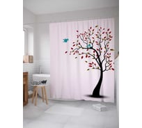 Штора (занавеска) для ванной JoyArty "Быстрей к гнезду" из сатена, 180х200 см с крючками, sc_14256