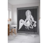 Штора (занавеска) для ванной JoyArty "Длинноволосая русалка" из сатена, 180х200 см с крючками, sc_13867