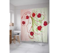 Штора (занавеска) для ванной JoyArty "Цветущие волосы" из сатена, 180х200 см с крючками, sc_13880