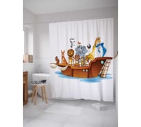 Штора (занавеска) для ванной JoyArty "Ковчег прибыл" из сатена, 180х200 см с крючками, sc_15361