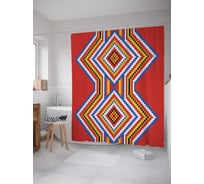 Штора (занавеска) для ванной JoyArty "Этнический узор" из сатена, 180х200 см с крючками, sc_13924