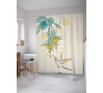 Штора (занавеска) для ванной JoyArty "Солнечная колибри" из сатена, 180х200 см с крючками, sc_17107