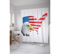 Штора (занавеска) для ванной JoyArty "Американский орел" из сатена, 180х200 см с крючками, sc_14261