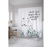 Штора (занавеска) для ванной JoyArty "Пара котиков" из сатена, 180х200 см с крючками, sc_142561