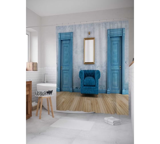 Штора (занавеска) для ванной JoyArty "Эксклюзивное кресло" из сатена, 180х200 см с крючками, sc_10988 1