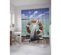 Штора (занавеска) для ванной JoyArty "Морской причал" из сатена, 180х200 см с крючками, sc_10847