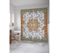 Штора (занавеска) для ванной JoyArty "Виньетки и перья" из сатена, 180х200 см с крючками, sc_2577