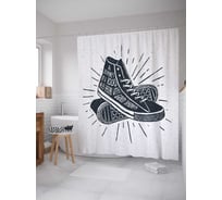 Штора (занавеска) для ванной JoyArty "Хорошая обувь" из сатена, 180х200 см с крючками, sc_17069