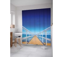 Штора (занавеска) для ванной JoyArty "Деревянный мост на пляже" из сатена, 180х200 см с крючками, sc_13848