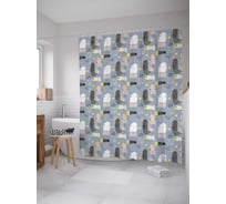 Штора (занавеска) для ванной JoyArty "Медуз постигло счастье" из сатена, 180х200 см с крючками, sc_164364