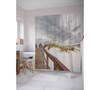 Штора (занавеска) для ванной JoyArty "Береговая растительность" из сатена, 180х200 см с крючками, sc_16125