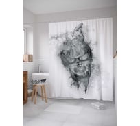 Штора (занавеска) для ванной JoyArty "Череп из дыма" из сатена, 180х200 см с крючками, sc_13852